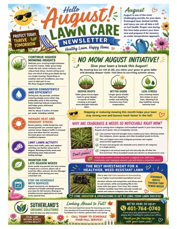 SOS August Newsletter - Healthy Lawn. Happy Home.
